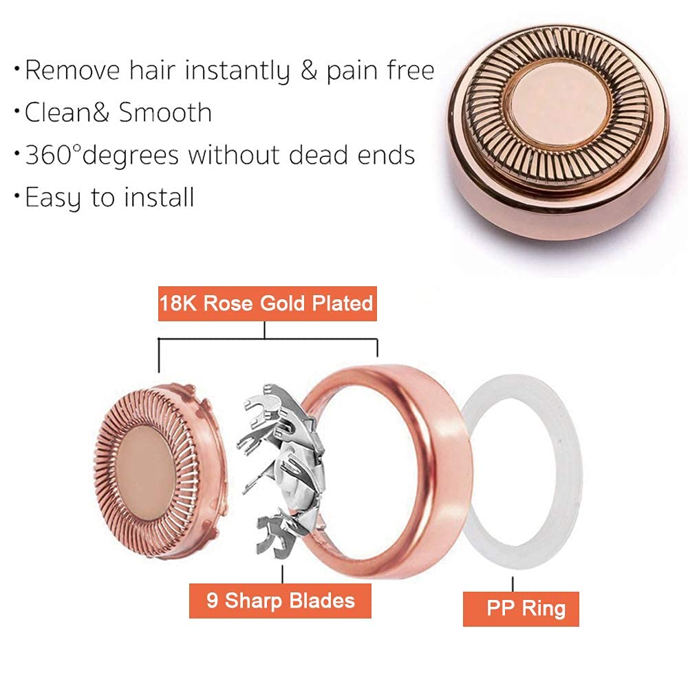 Facial Hair Remover Replacement Heads: Generation 2 Double Halo, Compatible with Finishing Touch Flawless Facial Hair Removal Tool for Women 18K Gold-Plated 4 Count (Not Fit Gen 1 Hair removal device)