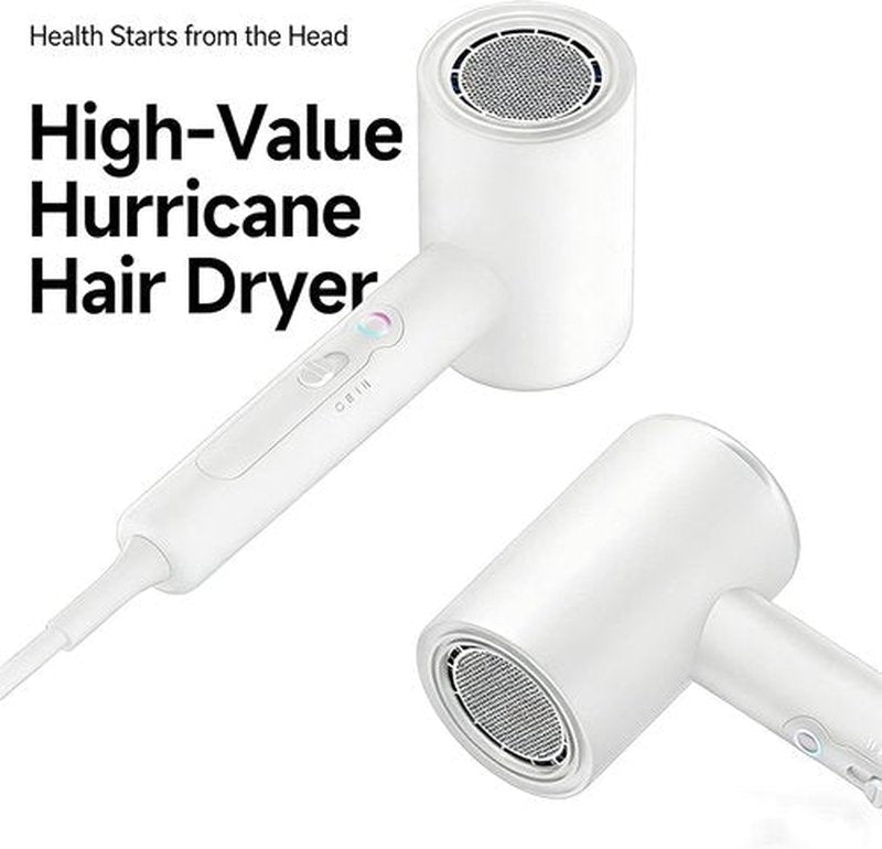 Skiennix Ionic Hair Dryer - 2000W Foldable Travel Blow Dryer | Portable, Low Noise, Compact Design in White