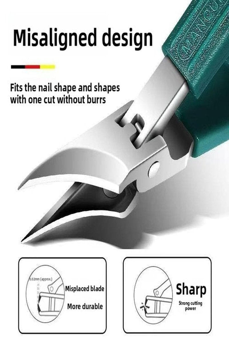 2025 New Eagle Beak Beveled Nail Clippers, Wide Angle Design, Long Handle Anti-Splash Paronychia Nail Clippers, Unisex Suitable for Thick Nails and Paronychia (3-Pack, Green)