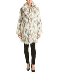 TAHARI Women's Maxi Puffer Coat, Attached Bib, Faux Fur Hood Trim, Hand Warmer Pockets, Long Puffer Coat, Brwn-Wht, X-Small
