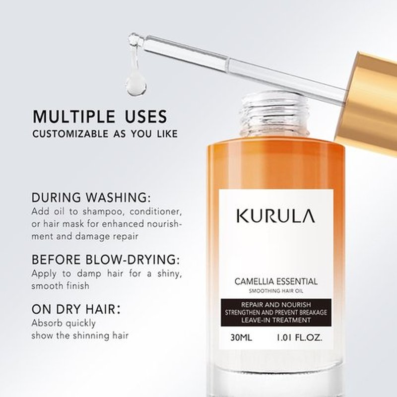 Camellia Hair Oil Serum - Nourishing Hydrating Oil for Dry, Damaged & Frizzy Hair | Adds Shine & Smooths Split Ends