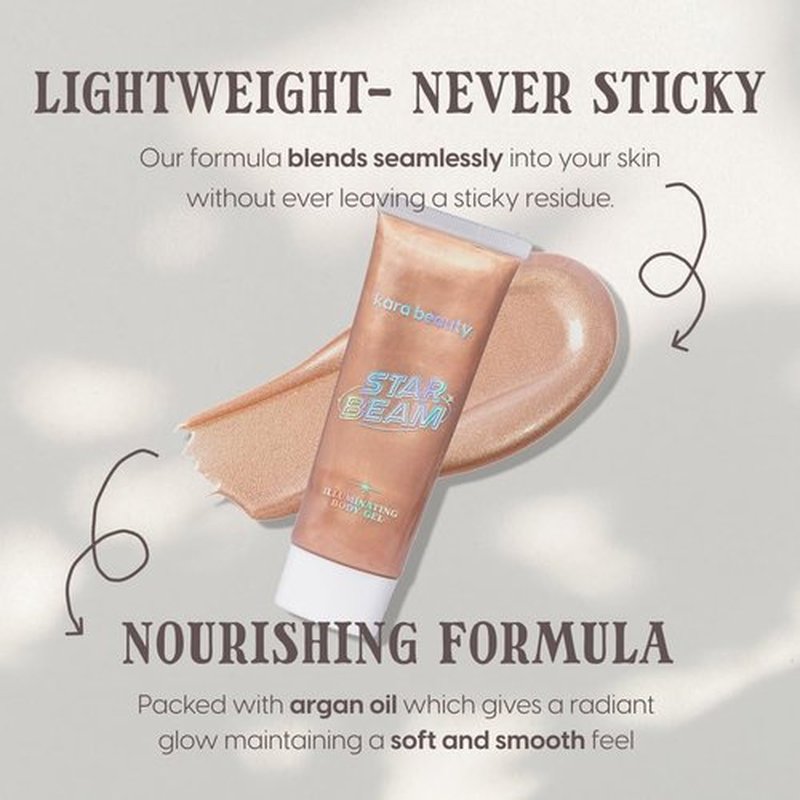 STARBEAM Illuminating Body Gel for Face & Body - Pink Glitter Gel with Argan Oil - Festival Body Glitter & Hydrating Shine - Perfect for Rave Outfits for Women, and Festival Looks (Cosmic Shine)
