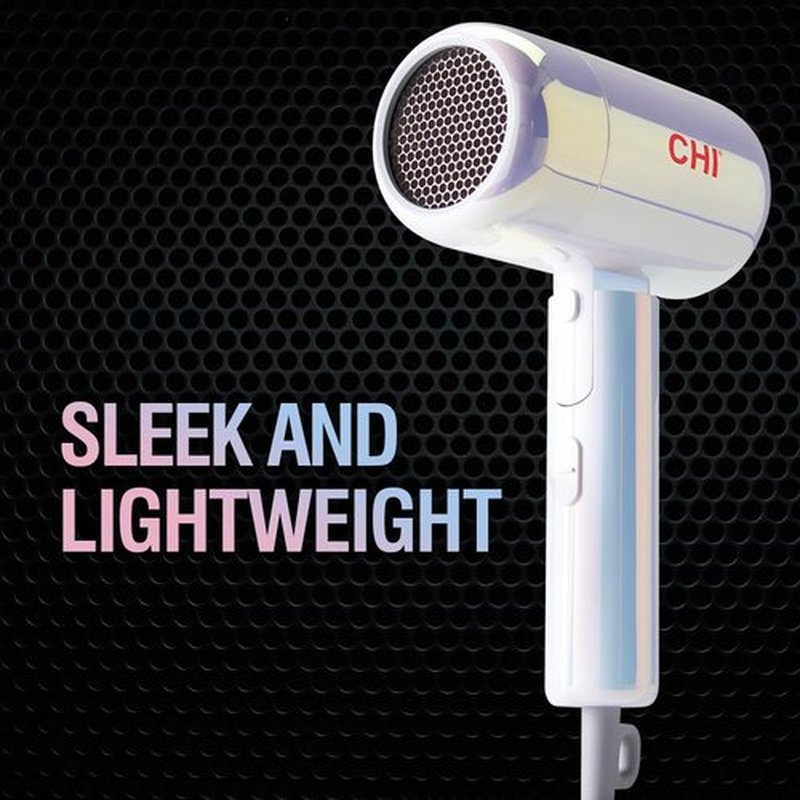 CHI The Pearly Hair Dryer - Lightweight & Foldable for Travel | Dual Voltage with Fast Drying Nozzle