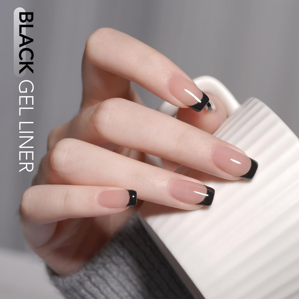 GAOY Black Swirl Gel Nail Polish Art Liner, 12ml UV Gel with Thin Brush