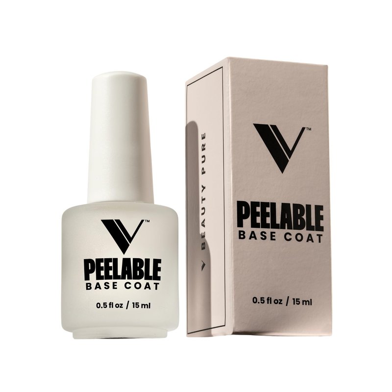 V Beauty Pure Peel Off Gel Base Coat - Peelable Base Coat, Easy Peel Off and Zero Soak-Off, Damage-Free Quick Manicure Change, Beginner and Professional Friendly, Fast Drying Nail Base - 0.5 Fl Oz