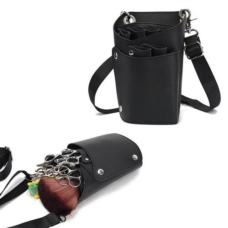 Scissor Bag, faux Leather Salon Barber Professional Scissors Holster Hair Stylist Tools Bag with Waist Shoulder Belt