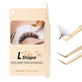 Beeutemaker Beige Fiber Tip Lash Tweezers for Eyelash Extensions – L Shape 90-Degree for Volume Fan Making, Professional Precision Lash Extension Tweezers