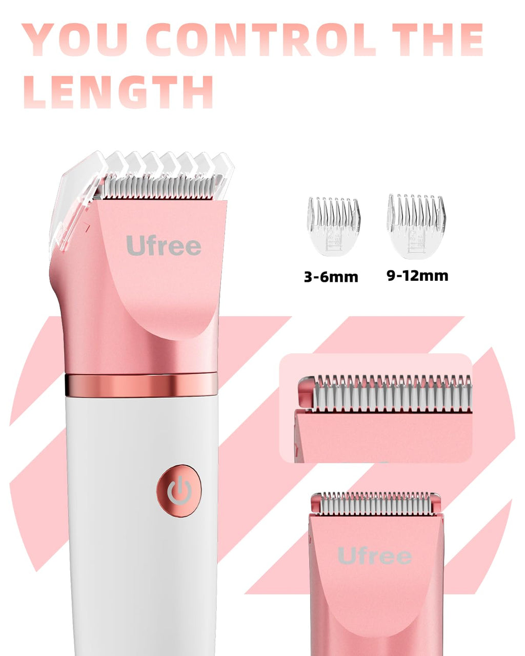 Ufree Bikini Trimmer Electric Razors for Women, Ceramic Blade Body Hair Trimmer, IPX7 Waterproof Rechargeable Lady Shaver, Personal Groomer for Legs & Pubic Hair, Gifts for Women, Gold