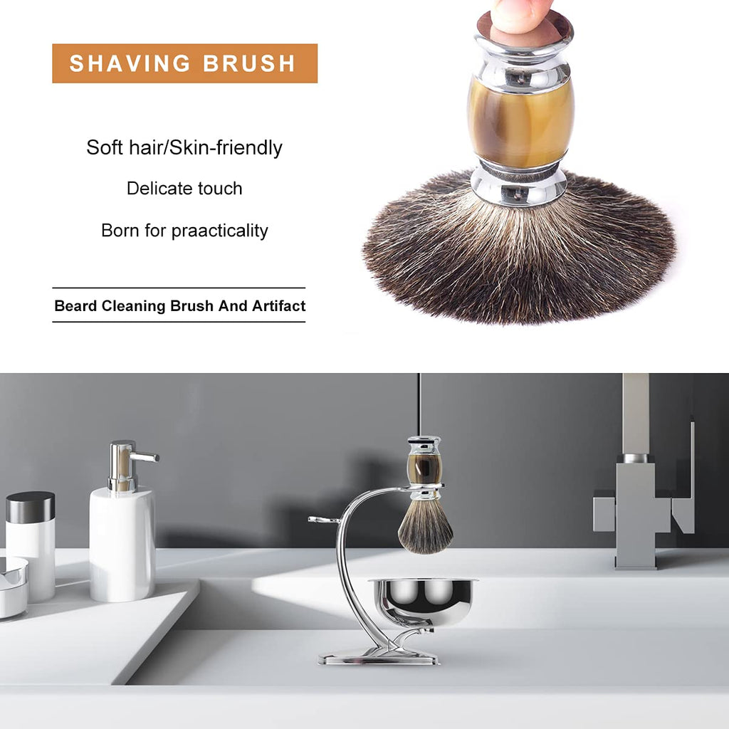 Straight Razor Shaving Kit for Men,Wet Shaving Brush and Bowl Set,Luxury Father's Day Gifts Set Includes Shave Brush,Soap,Stainless Steel Bowl,Shaving Stand,Double Edge Safety Razor with 10 Blades