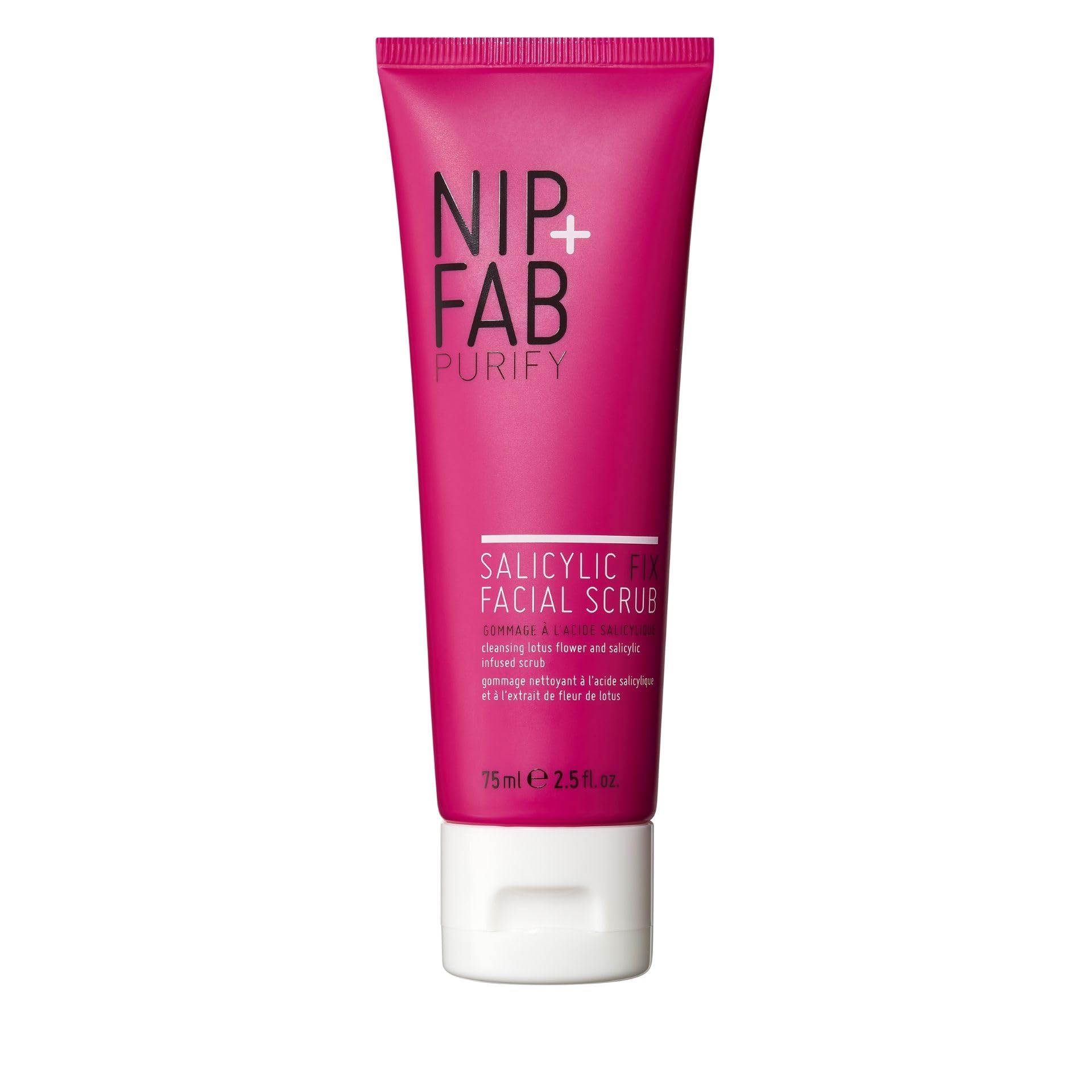Nip + Fab Salicylic Acid Fix Scrub for Face with Vitamin E & Volcanic Rock Exfoliating Facial Cleanser Exfoliant for Pores and Oil Control, 2.5 Fl Oz