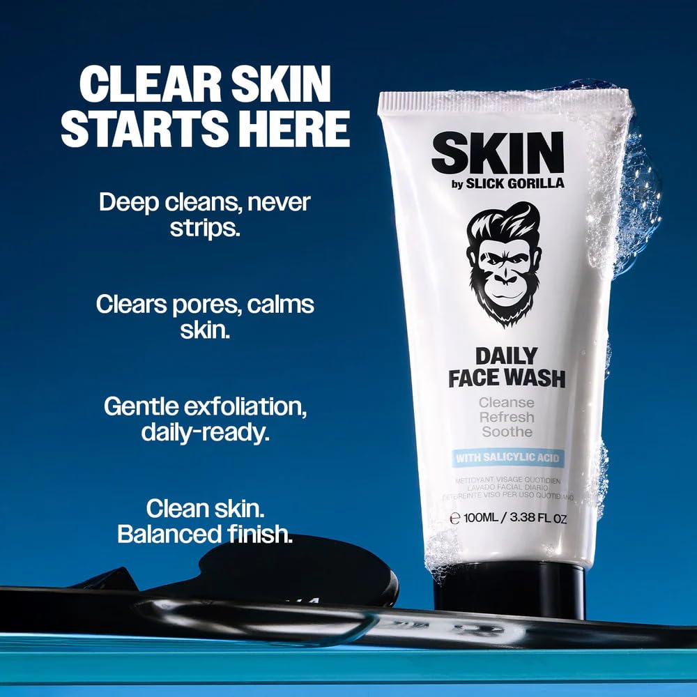 Slick Gorilla Daily Face Wash for Men with Salicylic Acid 3.4 Fl Oz