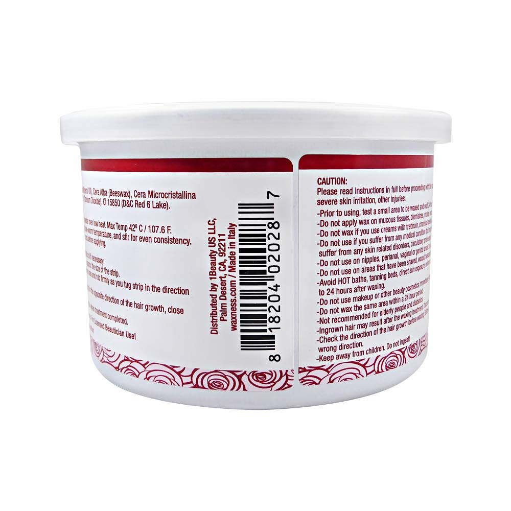 Waxness Creamy Soft Wax Tin Rose 14 oz (400 g) – Professional Strip Wax with Creamy Formula for Face & Body, Ideal for Coarse Hair – Made in Italy