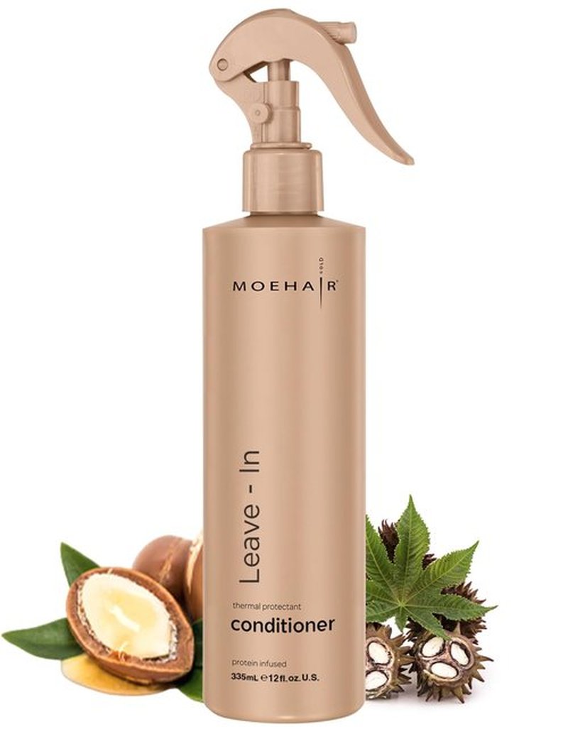 MOEHAIR Leave-In Conditioner - Infused with Proteins & Argan Oil | 12 Fl. Oz. Curly Hair Detangler & Softener