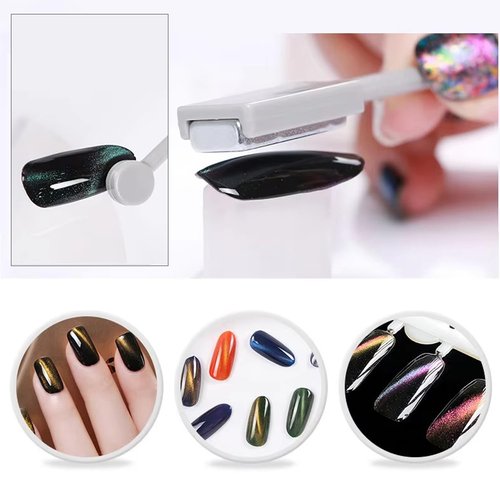 SILPECWEE 11Pcs Cat Eye Magnet for Nails Gel Nail Polish Magnet Wand Cat Eye Magnetic Nail Polish Double-Headed Magnets Sticks Nail Magnets For Nail Art Decoration Salon
