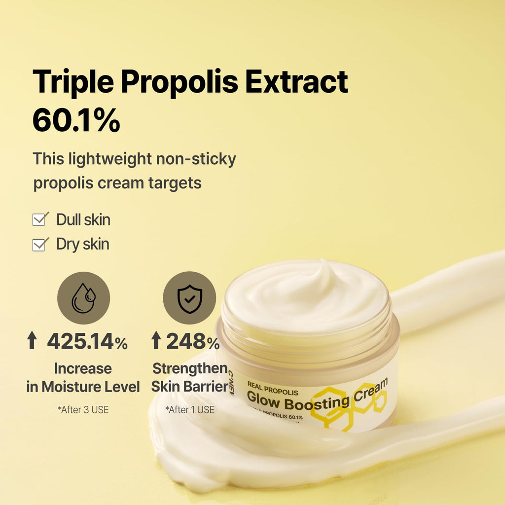C’NEW LAB Real Propolis Glow Boosting Cream 50ml (1.69 fl. oz.) | Deep Nourishing Facial Cream for Radiant Skin | Propolis Extract, Panthenol, Allantoin, Sun Flower Seed, Korean Skin Care