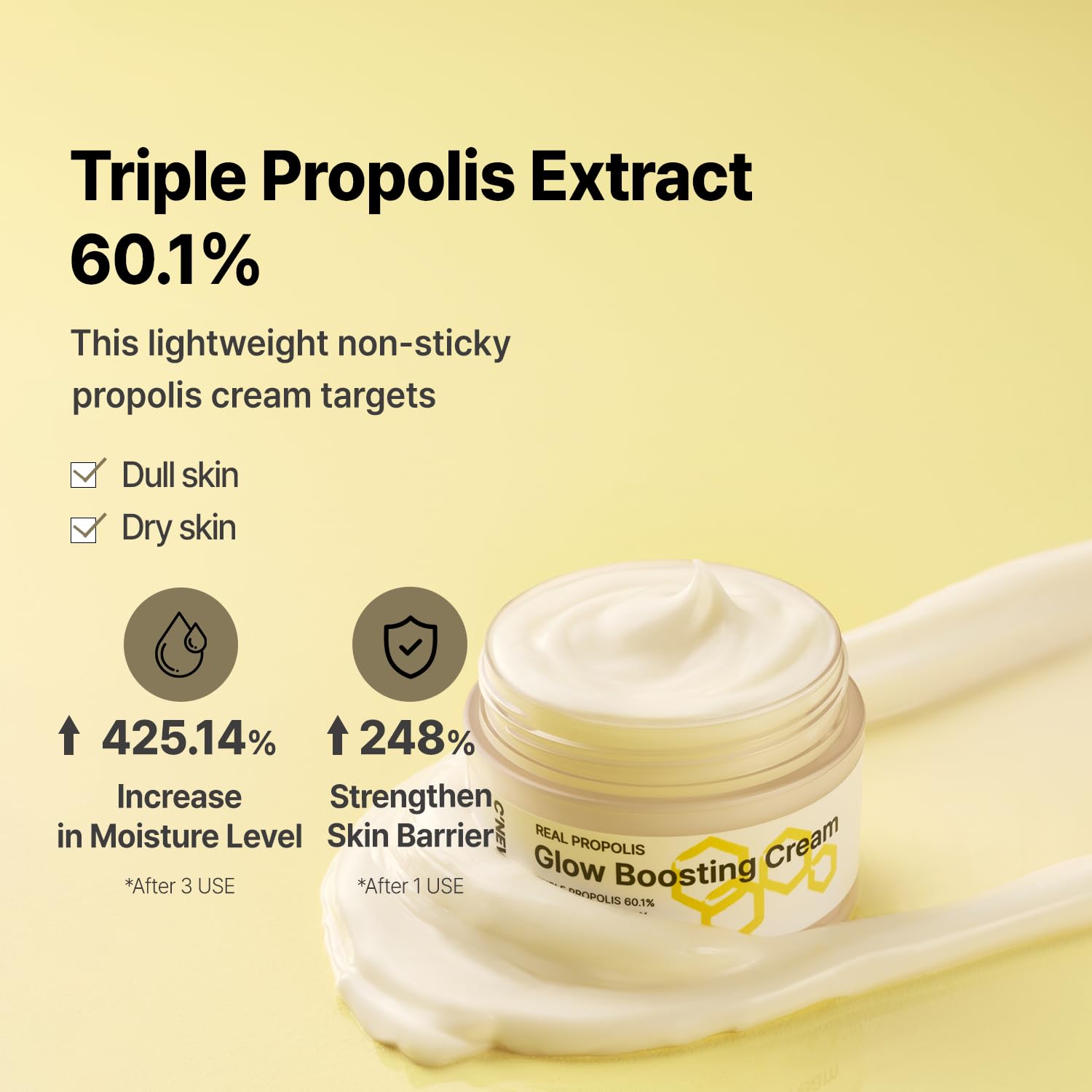 C’NEW LAB Real Propolis Glow Boosting Cream 50ml (1.69 fl. oz.) | Deep Nourishing Facial Cream for Radiant Skin | Propolis Extract, Panthenol, Allantoin, Sun Flower Seed, Korean Skin Care