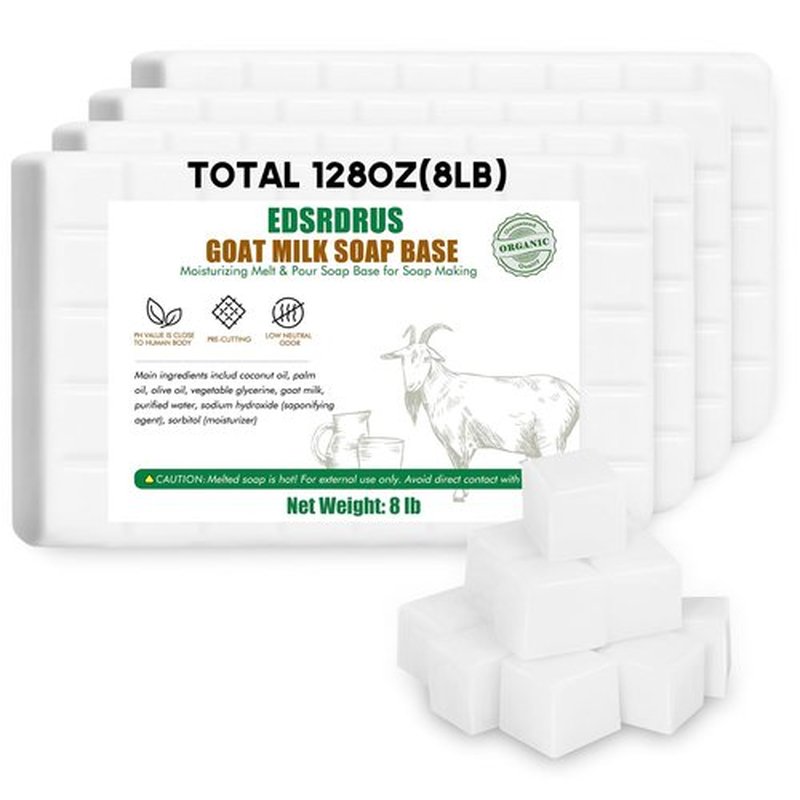EDSRDRUS 8lb Scent Soap Base DIY Handmade with Goat Milk & Coconut Oil, Moisturizing Melt and Pour Soap Base