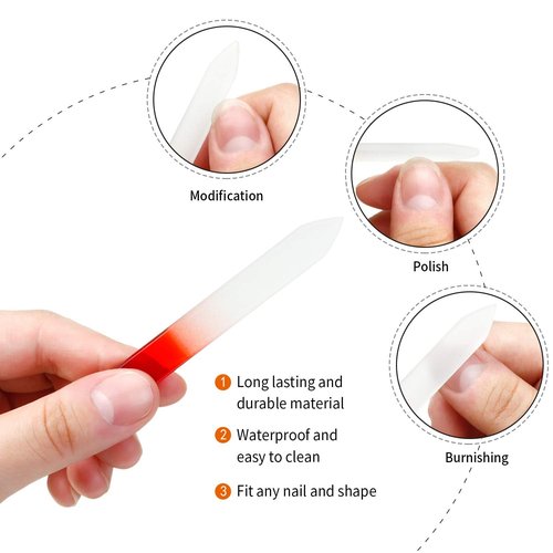 Honoson 24 Pcs Crystal Glass Nail Files Czech Glass Fingernail Files Professional Manicure Tool for Natural Nails, Gradient Rainbow Color Buffer Nail Care for Salon Gift, 9 x 1 x 0.3 cm(Classic Color)