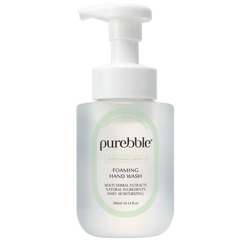 PUREBBLE Refreshing Green Foaming Hand Wash with Hyaluronic Acid, Earthy Scent | Hydrating | Kitchen and Bathroom |Botanical Ingredients | Cruelty Free Sulfate Free | 10.14 fl oz