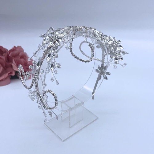 Aoityis Rhinestone Bride Headband, Wedding Headpiece for Brides, Bridal Hair Accessories(Silver)