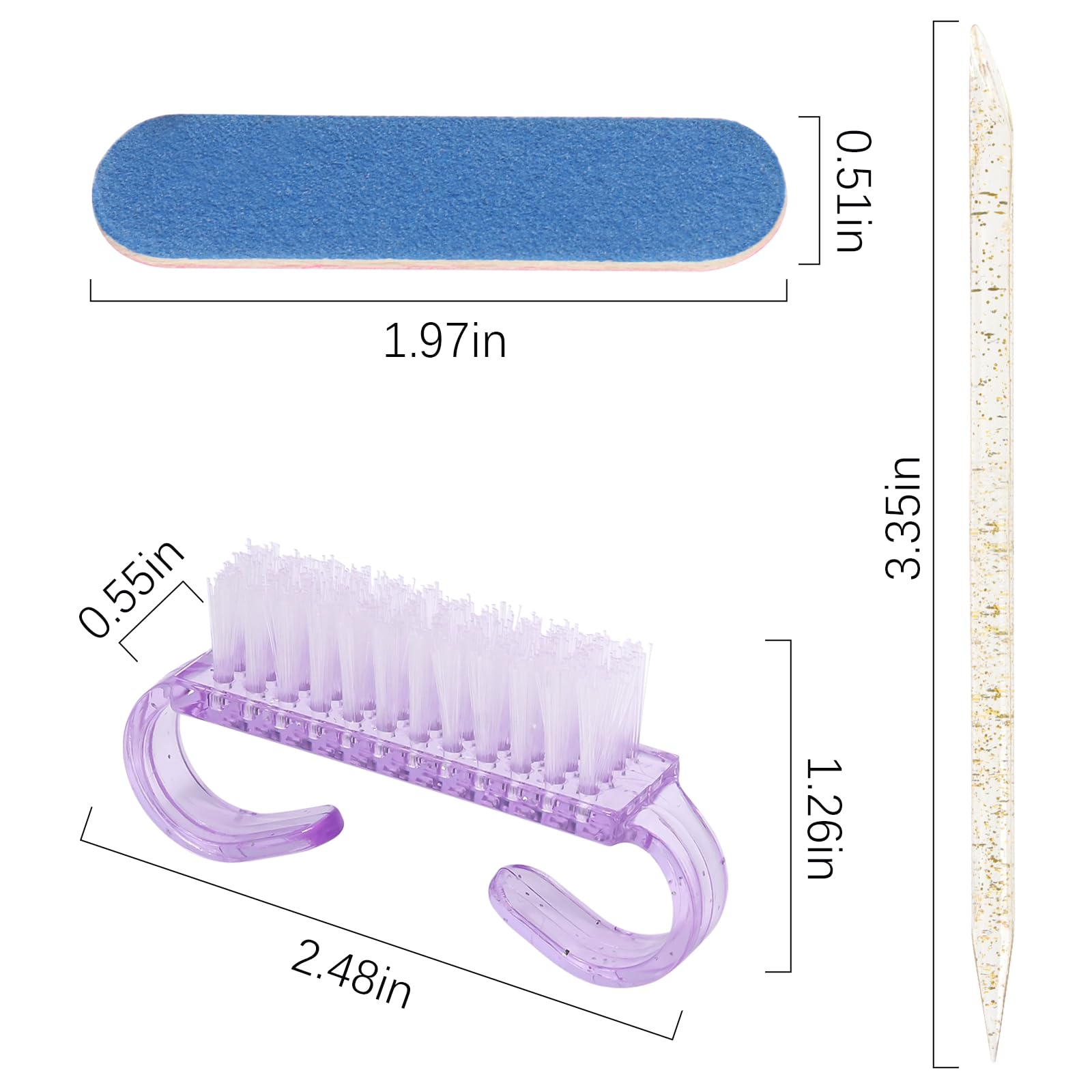 152pcs Nail Care Kit,100pcs Nail Files,50pcs Nail Care Sticks, Cuticle Manicure and Pedicure Stick,2pcs Handle Grip Nail Brush Manicure and Pedicure Tools Kit(Gold+Purple )