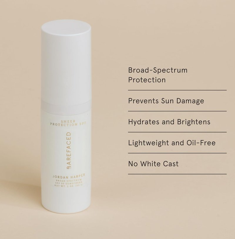 Barefaced Sheer Protection SPF 50+ | Broad-Spectrum Face Sunscreen with Zinc Oxide & Niacinamide - Oil-Free Hydration & Anti-Aging (60ml)