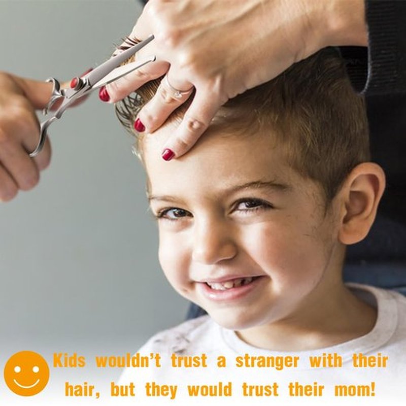 6" Kids Hair Cutting Scissors Shears Safety Rounded Tips Kids Haircut Scissors for Children Baby Toddler Girls Boys Japanese Stainless Steel Silver Christmas Thanksgiving Gift Dragon Creek
