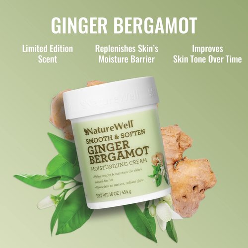 Nature Well Ginger Bergamot Moisturizing Cream - Smooth & Soften Skin, 16 Oz.