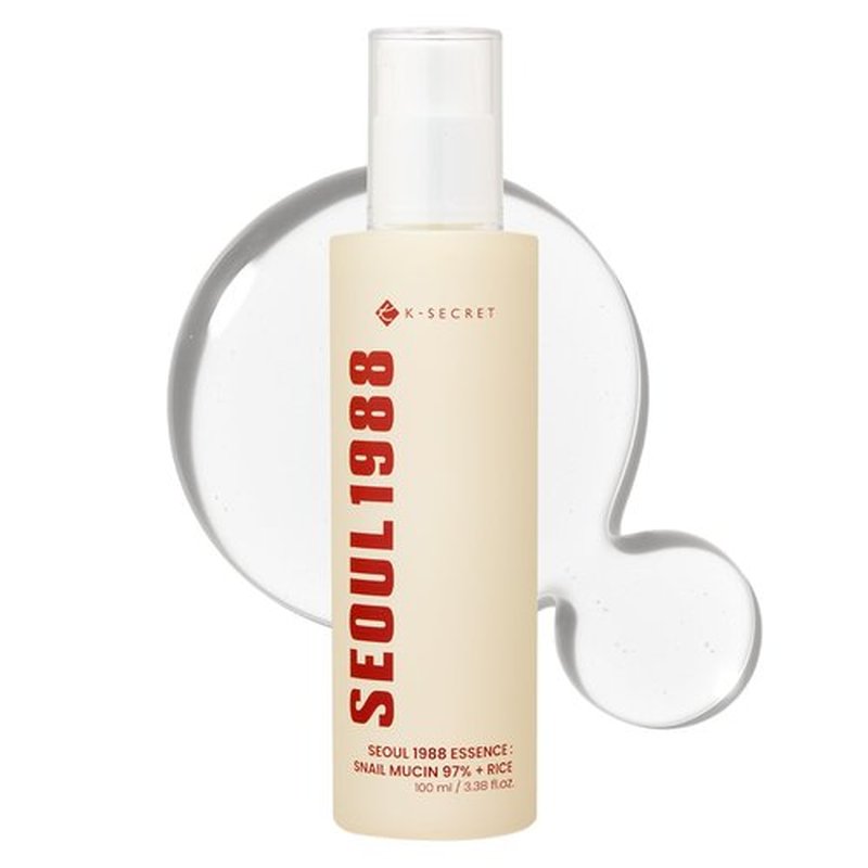 K-SECRET SEOUL 1988 Snail Mucin 97% Essence – Concentrated Yet Lightweight Formula Infused with 97% Snail Mucin | Soothing & Fast-Absorption Facial Serum | Korean Skincare, 100ml / 3.38 fl oz