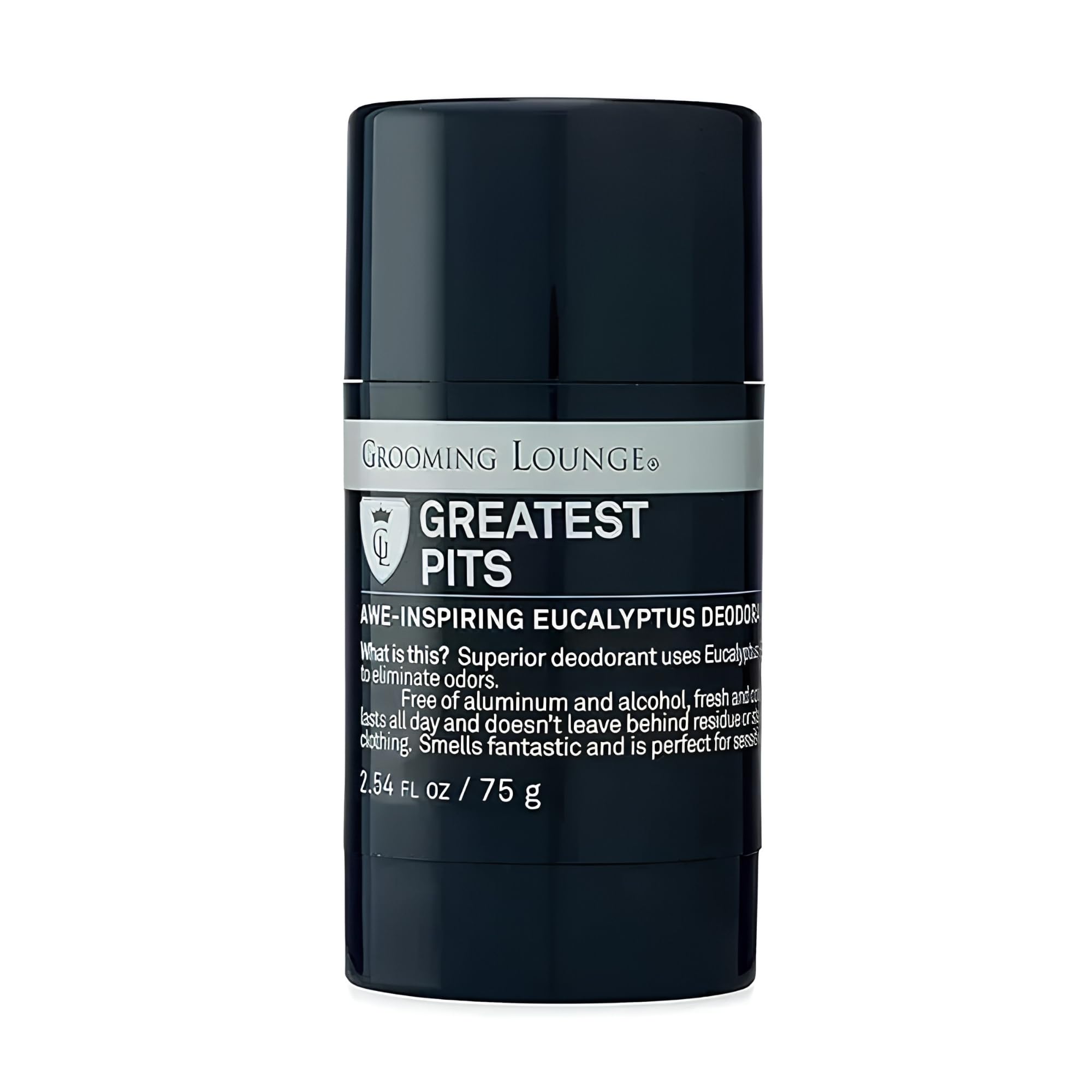 Grooming Lounge Greatest Pits Deodorant, Natural, Aluminum Free Deodorant for Men and Women, Paraben-Free, Sulfate-Free, Fresh and Clean, 2.54 oz