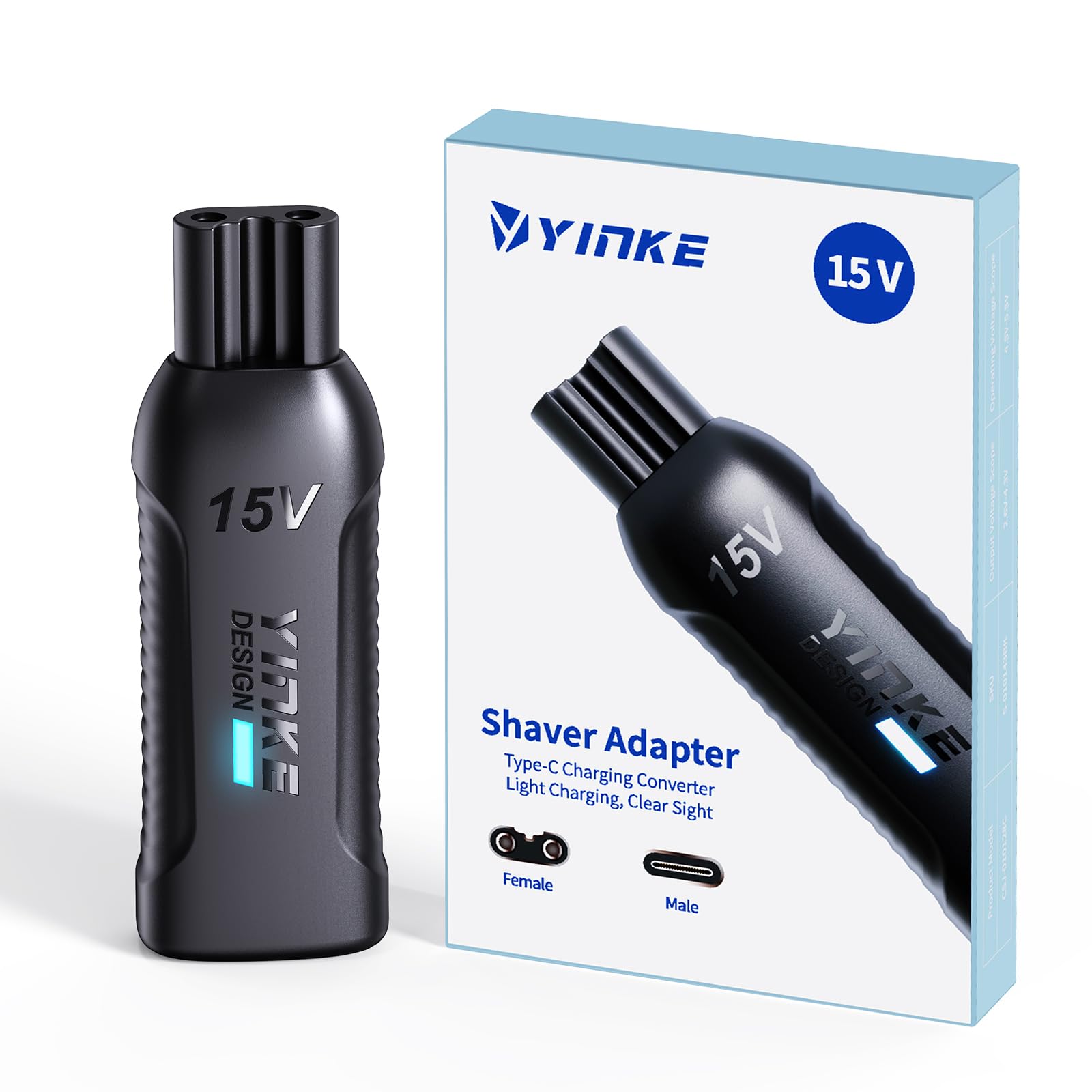 15V Type-C Shaver Adapter Charging Converter for Philips Oneblade QP6530/QP6520/QP6620/QP6510 Shaver Series, HQ8505 USB-C Electric Razor Power Adapter (1 PC)