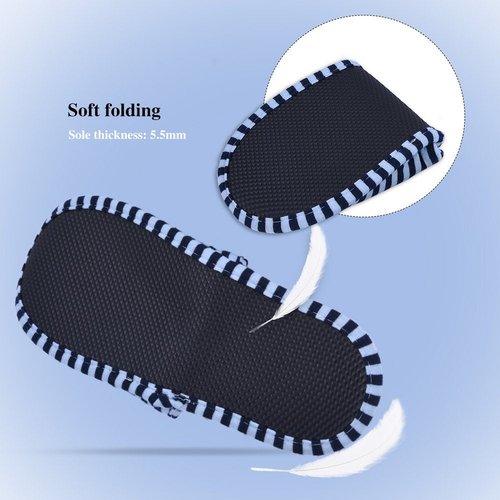 Foldable Travel Slippers - Soft Cotton Anti-slip, SPA/House/Guest Slippers for Family,Hotel,Portable,Not Disposable,Men & Women (Blue stripes)