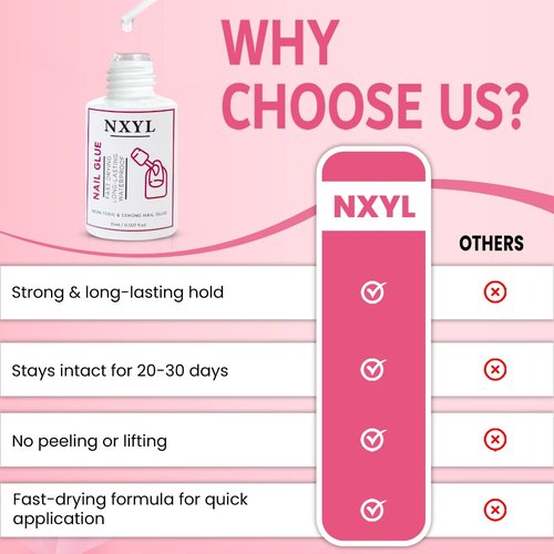 Strong Brush On Nail Glue for Press on Nails - Fast Drying, Long-Lasting, Waterproof, Ideal for Acrylic Tips and Fake Nails, (15ml) Reliable Adhesive Glue for Professional & Home Use