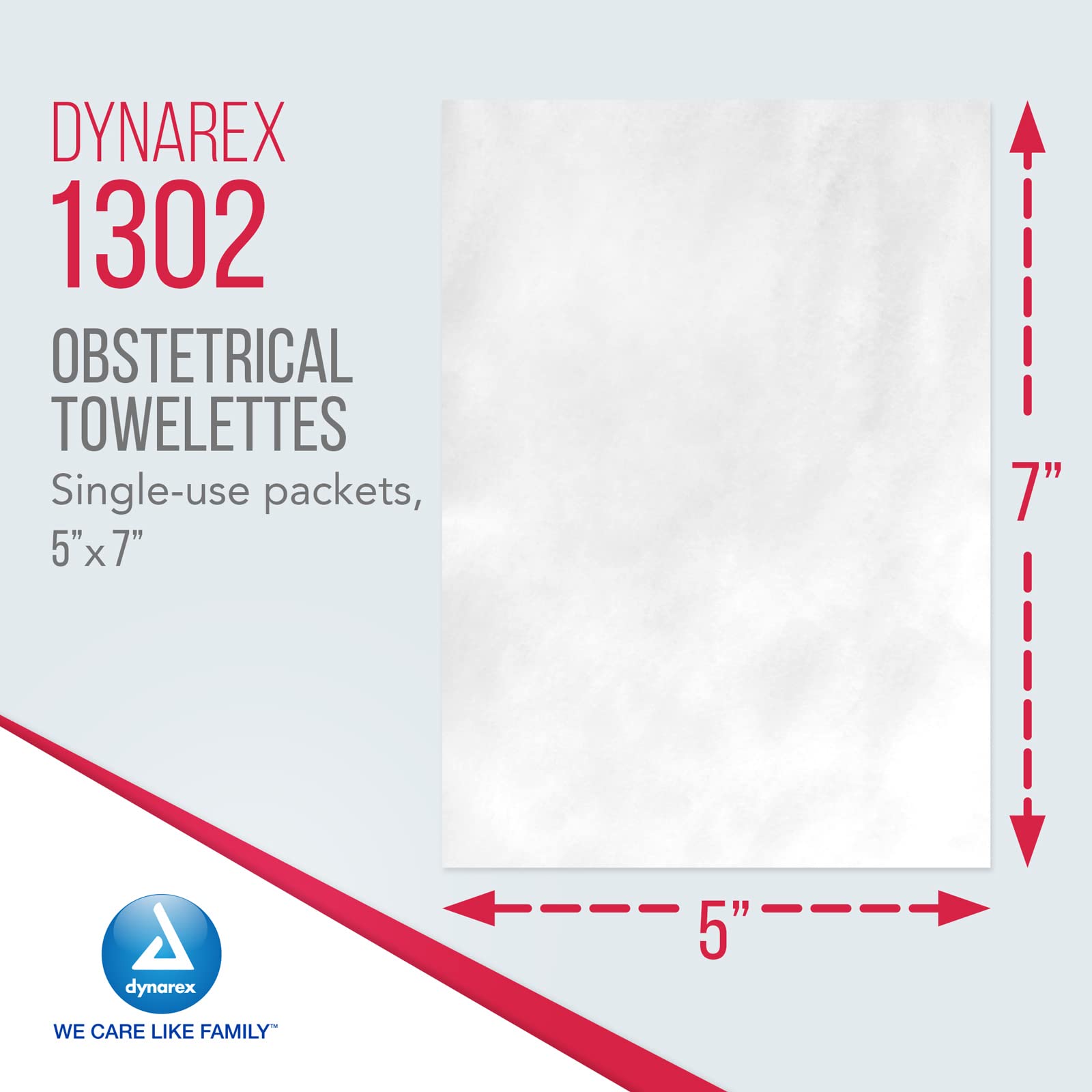 Dynarex 5 x 7" Obstetrical Towelettes - Benzalkonium Chloride Wipes with 5% Alcohol - Pre-Moistened, Scented & Individually Wrapped Sanitizing Wipes - 1 Box of 100 Wipes