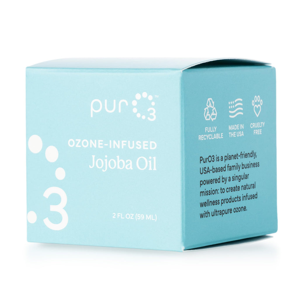 PurO3 Ozonated Jojoba Oil – Pure, Natural, Organic Skincare for Face & Body – Oxygenated Healing Lotion, Moisturizer & Beauty Cream in a Glass Jar – O3 Therapy Salve, 2 oz