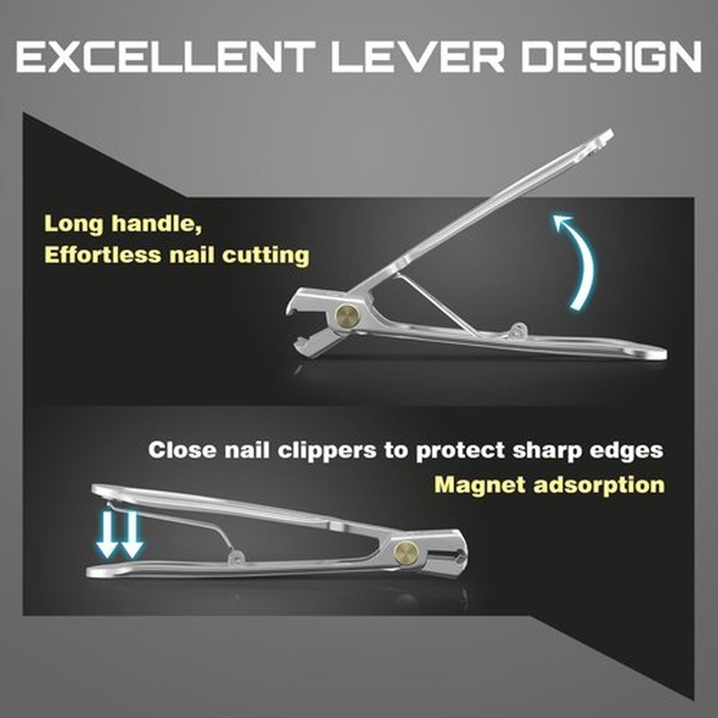 Precision and Comfort Combined: Introducing Our Ergonomically Designed Stainless Steel Nail Clipper with Large Opening and Built-in Clipping Storage – The Ideal Gift for Effortless Nail Care(Silver)