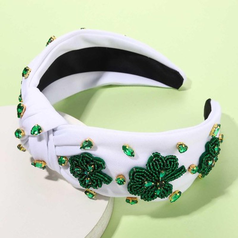 MOLOCH St.Patrick's Day Headband for Women St.Patrick's Day Beaded Leaf Headband Crystal Green Lucky Shamrock Hairband Irish Outfit St.Patrick's Day Hair Accessories
