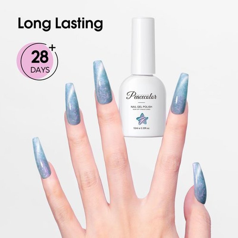 PEACECOLOR Cateye Gel Polish Shimmer Pearl Nail Polish with Magnet 6 Colors Spring Cat Eye Magnetic Nail Polish Iridescent Chrome Mermaid Drawing Swirl Shell Thread Effect Valentines Day Gifts