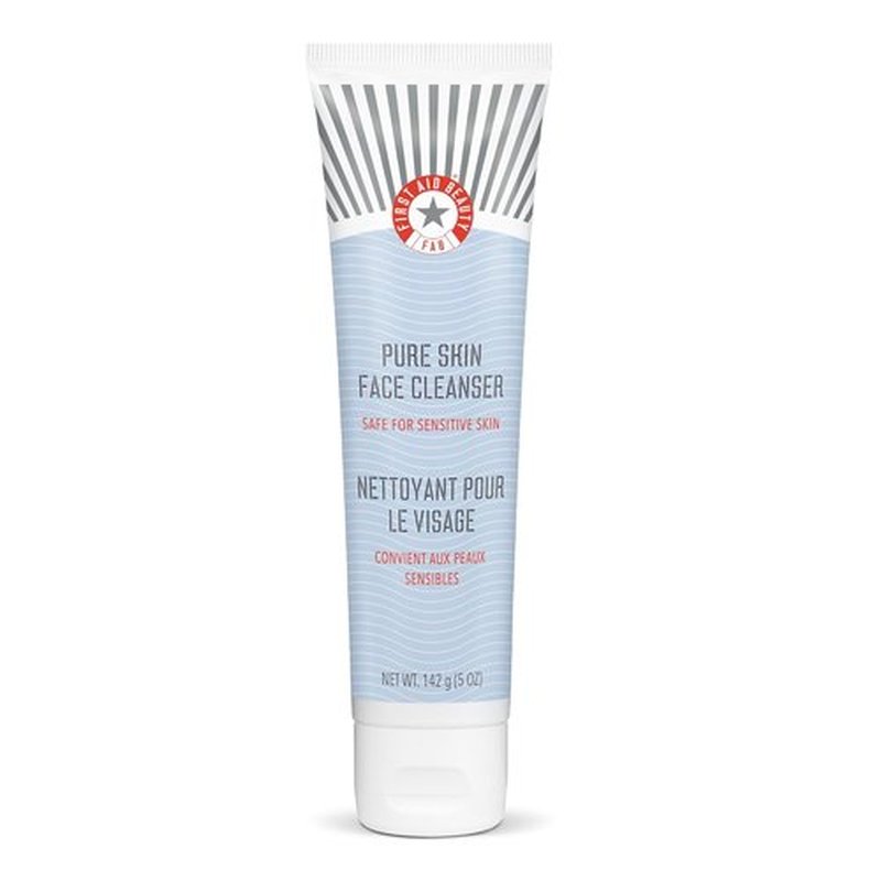 First Aid Beauty Pure Skin Face Cleanser - Gentle Antioxidant Cream for Sensitive Skin, 5 oz.