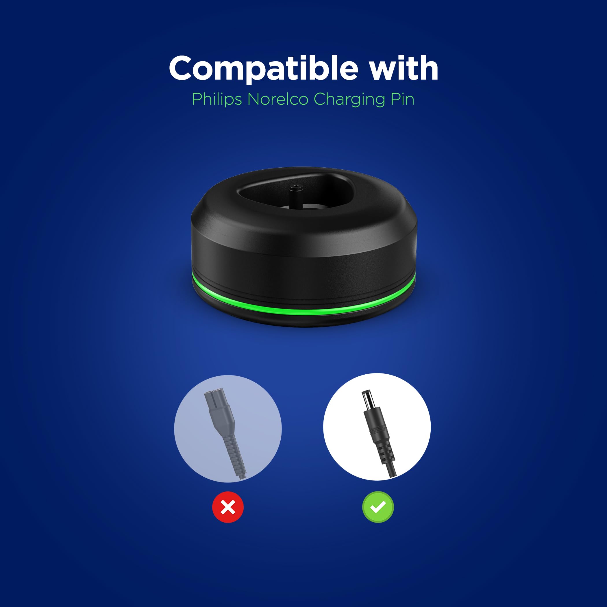 Stand Charger for Philips Norelco Multi-Groomer 3000 Trimmer Models, Free-Standing Charging Dock Base, USB Powered, LED Indicator (MG3750 Single-Pin Models Only)