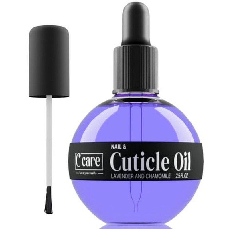 C CARE Cuticle Oil - Lavender & Chamomile Nail Oil for Moisturizing & Strengthening - 2.5 oz Bottle with Dropper & Brush