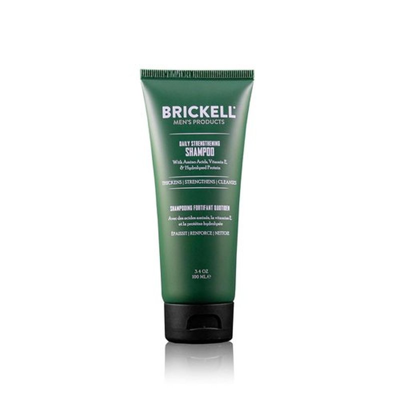 Brickell Men's Products Daily Strengthening Shampoo - Natural Mint & Tea Tree Oil for Itchy Scalp | 3.4 Oz