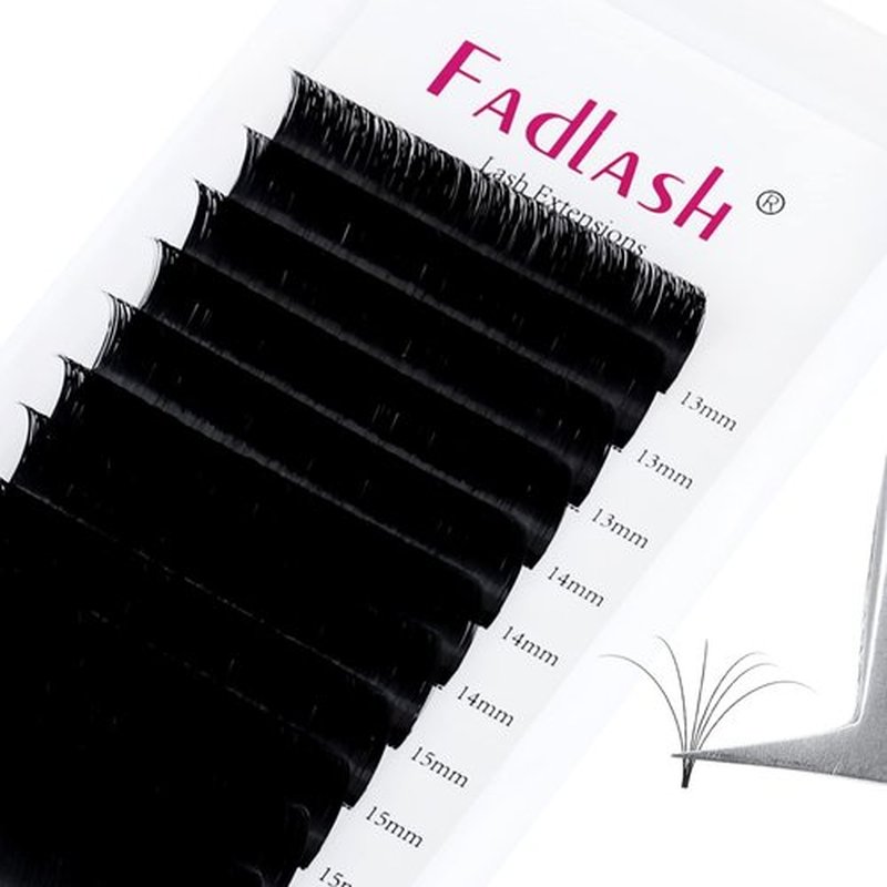 FADLASH Easy Fan Eyelash Extensions 13-16mm Mixed Tray Self Fanning Volume Lash Extensions 0.03-0.10 Rapid Blooming Lash Extensions (0.07-D, 13-16mm Mix)
