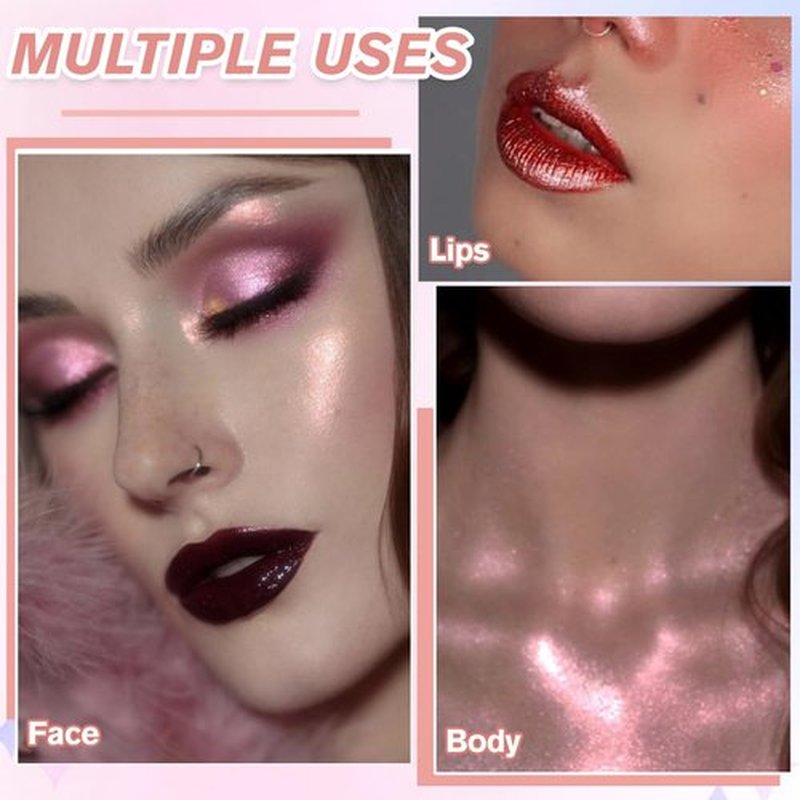 Regine Switzerland Highlighter Makeup Palette - Long-Lasting Formula for Sheer Glow | Translucent Pink & Silver Shimmer