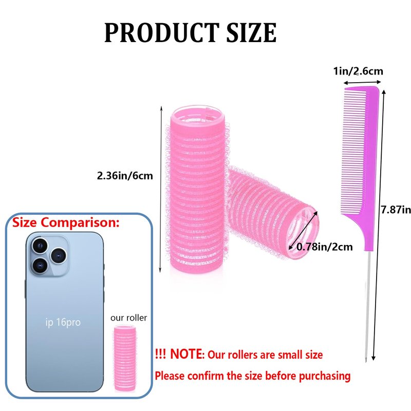 ZMD 18Pcs Self Grip Small Hair Rollers Curlers, Plastic Rollers Heatless Curlers Salon Dressing Curler DIY Curly Hair Hairstyle Roller for Women Girls Short Medium Hair (0.8 x 2.4 Inch)
