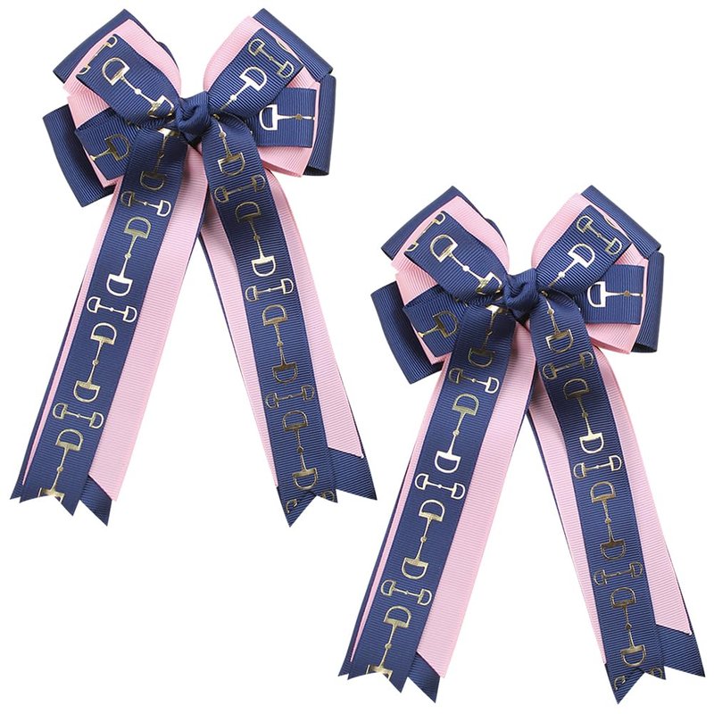 Umibow 2 Pcs Equestrian Hair Bow Clips Horse Bit Pattern Hairpin Equestrian Show Bowknot Hair Barrettes Horse Show Hair Bows for Horseback Riding Competitions