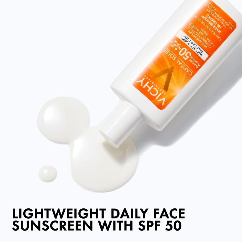 Vichy Capital Soleil Face Sunscreen SPF 50 - Anti-Aging, Oxybenzone-Free Protection for Sensitive Skin | Travel Size