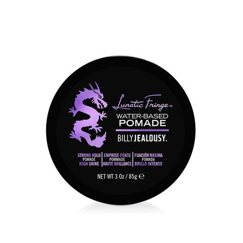 Billy Jealousy Lunatic Fringe Pomade - Strong Hold, High Shine, Vegan Hair Product for Medium to Long Hair, 3 oz