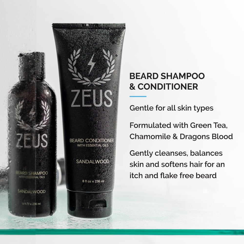 ZEUS Everyday Refined Beard Conditioning Kit for Men (Sandalwood)