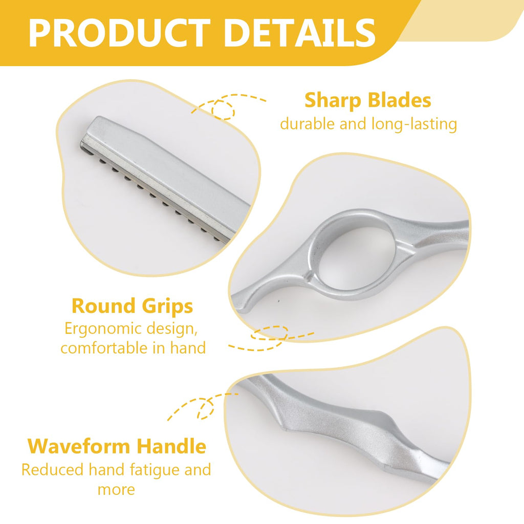 OMASUNB 11pcs Hair Razors, Professional Styling Razor with 10pcs Replacement Stainless Steel Blades, Hair Cutting Razor for Barbers, Salon Stylists & Home Hair Trimming